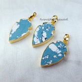 Turquoise Howlite Pendant, Gemstone Pendant, Handmade Pendant, Statement Pendant, Electroplated Pendant, Sold By Piece